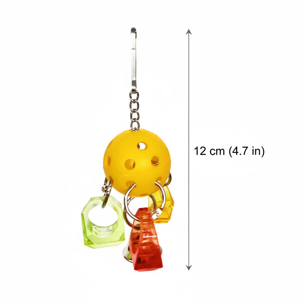 Parrot Chew Toy with Acrylic Spinning Ball_Chain Bird Cage Hanging Toy with Hook for Small Medium Birds
