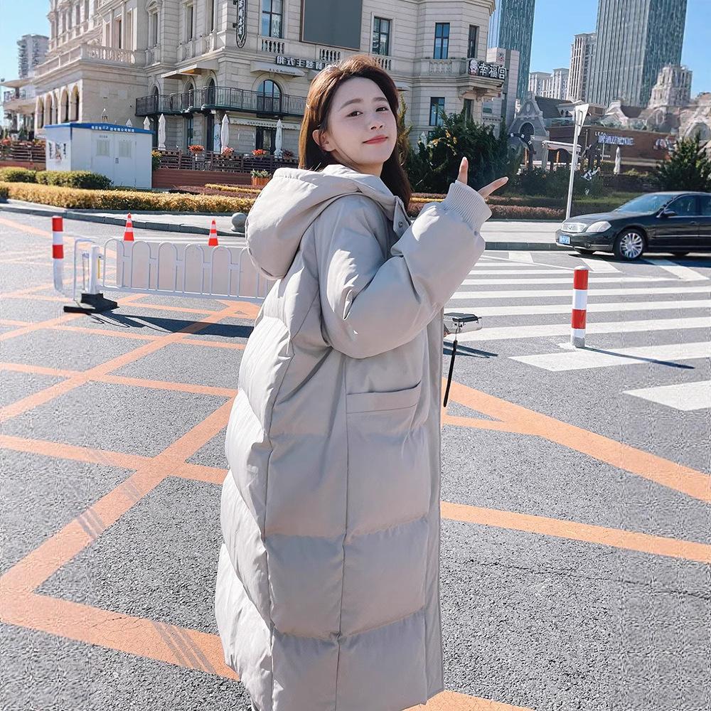 Down cotton-padded jacket for women's winter new loose small thickened long knee-padded jacket for women