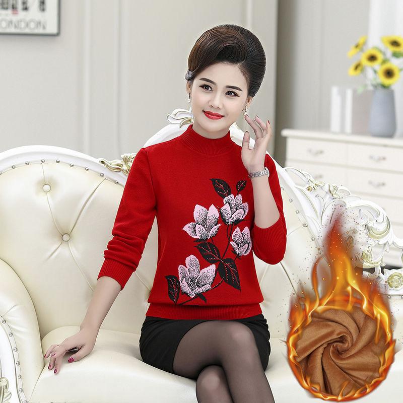 Pullover für Frauen mittleren und höheren Alters Strickpullover Kleidung für Mütter Kurze und vielseitige Basisshirts