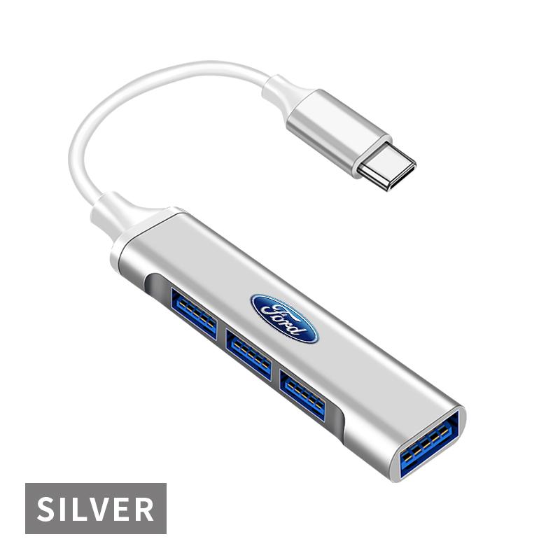 1Pc Type-C Turn USB Adapter Multi Port Distributor Hub For Ford Mustang ST line Mondeo Focus Fiesta Escape Kuga Ecosport Ranger EXplorer stickers