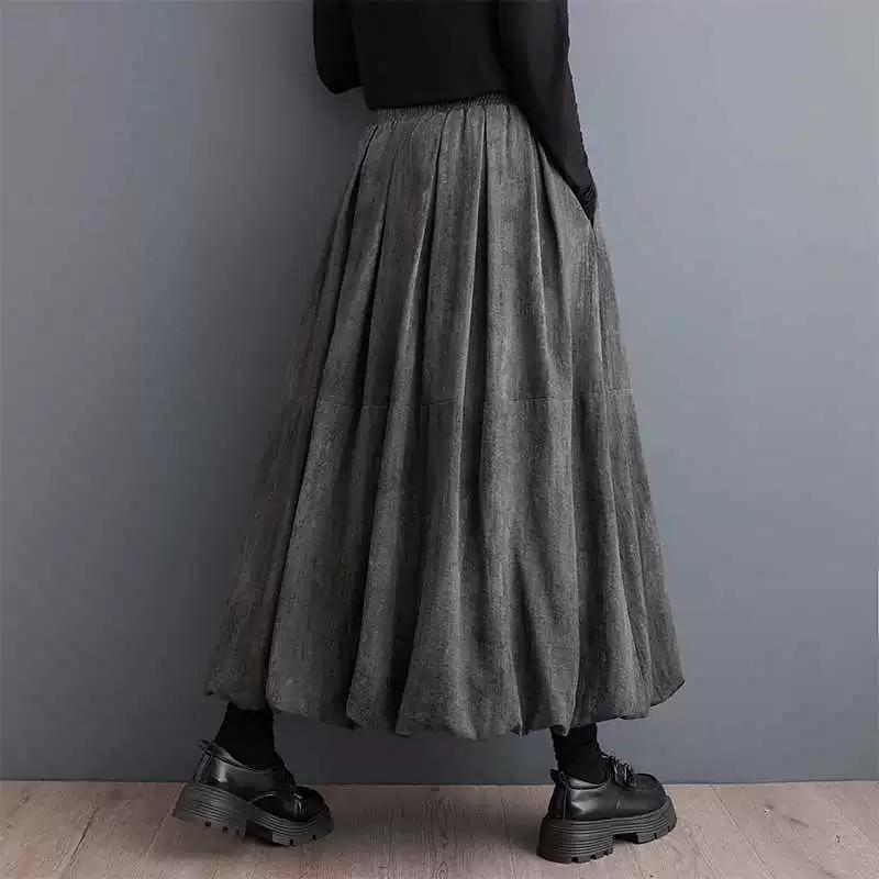 Plus Size High Waist Vintage Spring Autumn Casual Loose Long for Woman Skirts Womens Skirt