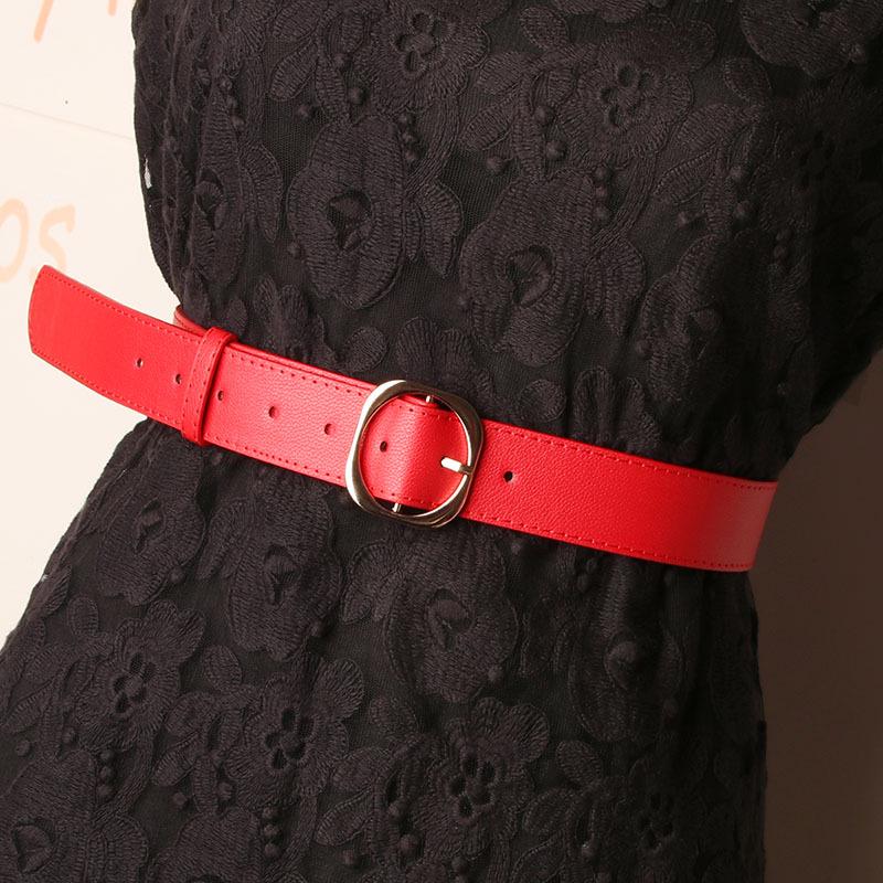 Summer New Collection of Women's Belts: Versatile Dress Decoration Belt, Girls' Jeans Belt, Fashionable Lychee Pattern