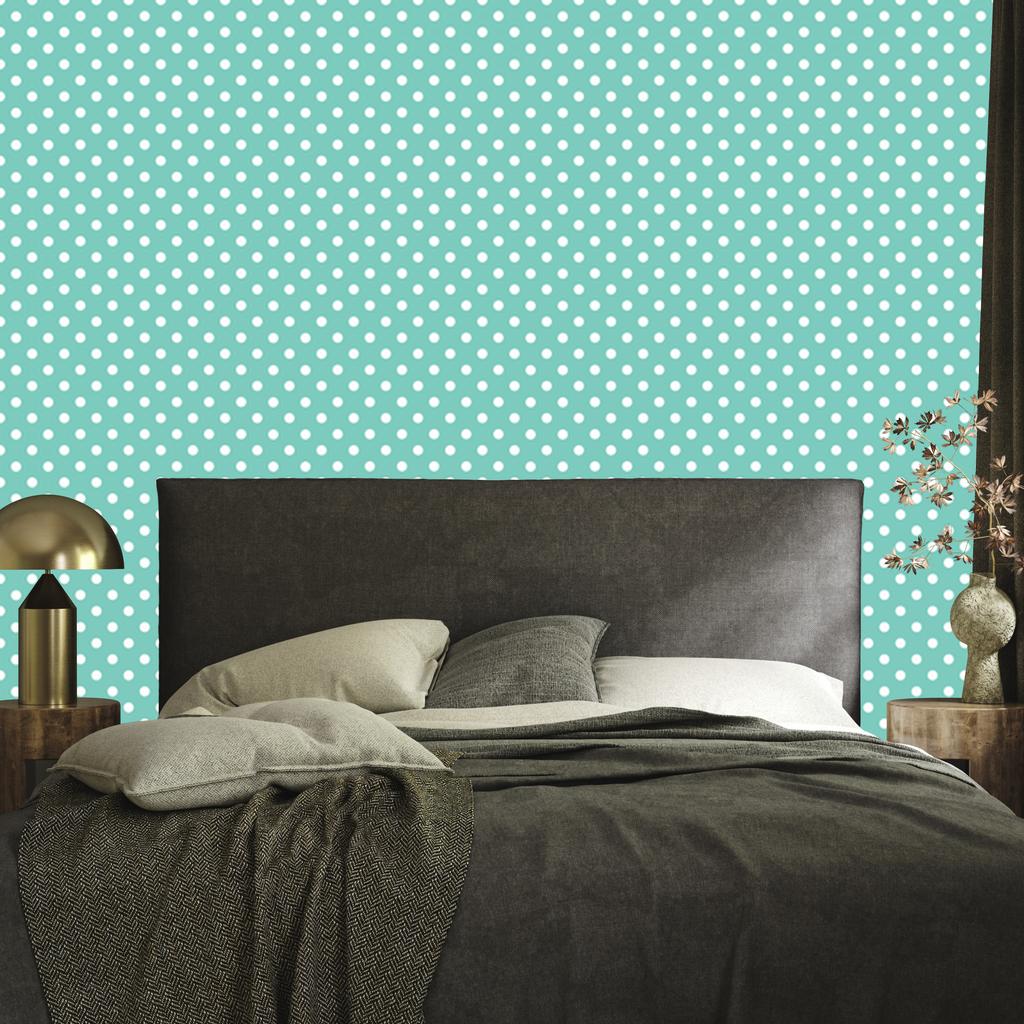 Mint and Sea Dots Wallpaper, Mint Background for Living Room and Bedroom 50x1000