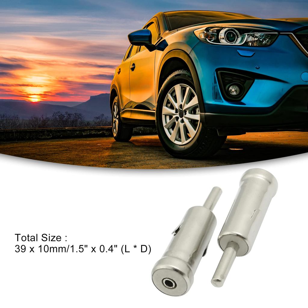 ACROPIX Car Male AM FM Radio Antenna Adapter Connector Silver Tone 2pcs