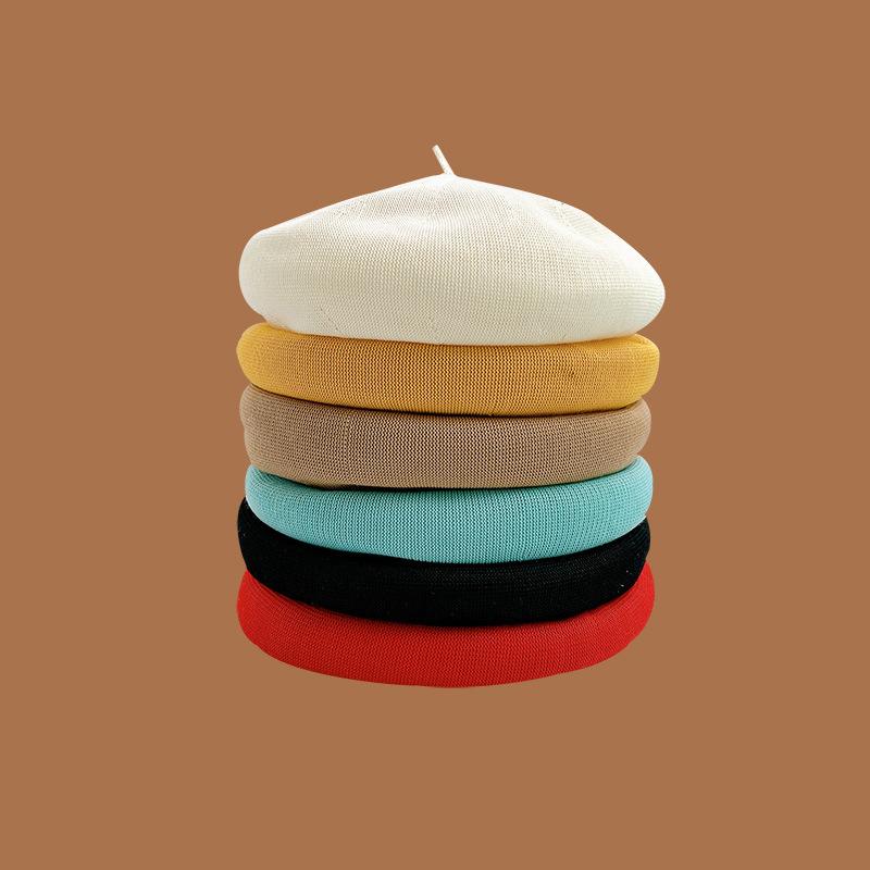 Wzcx  New Korean Version Hollow Solid Color Breathable Beret Casual Tide Summer Adjustable Women'S Hat Adult Cap
