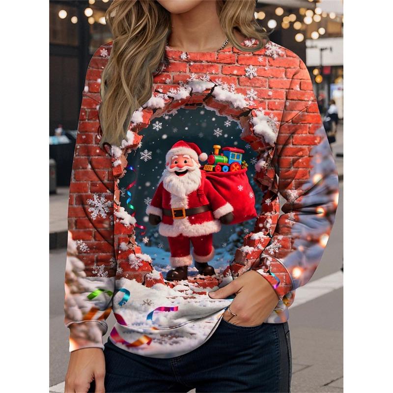 3D Print Christmas Snowman Sweatshirts Women Fashion Casual Streetwear O-Neck Hoodies Pullovers Harajuku Y2k Tops Woman Clothing