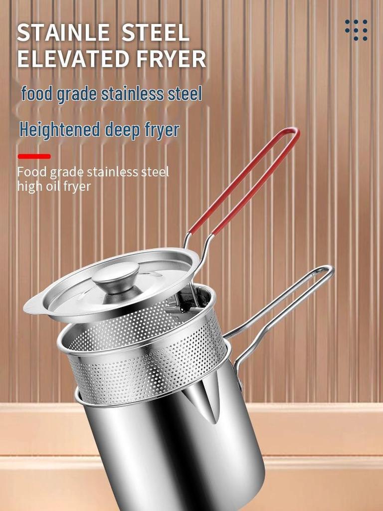 Mini-Edelstahl-Bratpfanne ohne Beschichtung mit Sieb für Induktionsherde