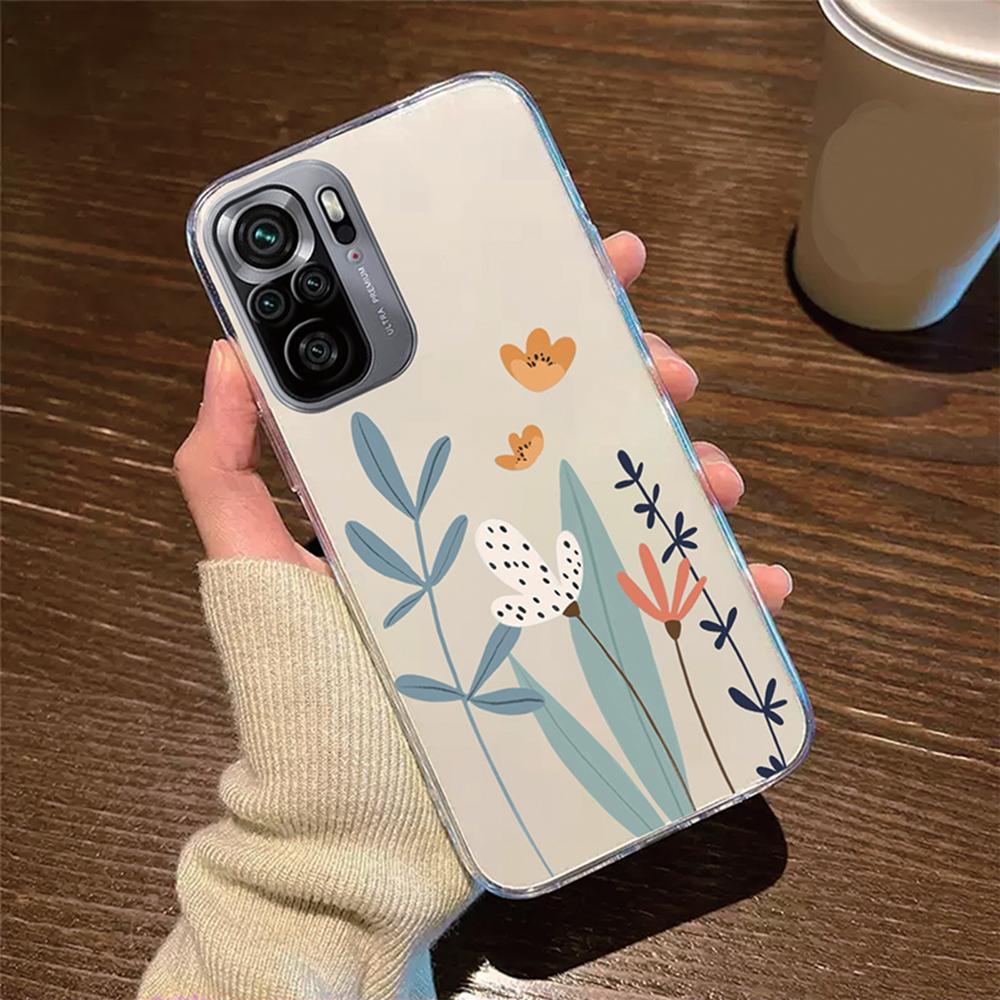 Flower Oil Painting Phone Case For Xiaomi Redmi Note 10 10S Pro 4G Cover Silicone Poco M5S Rose Transparent Clear Redni Note10