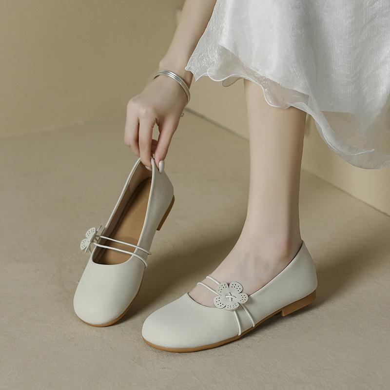 Grandma Soft Leather Soft Sole Beanie Shoes Mary Jane Flat Single Shoes Women's Cheongsam Sandals Evening Shoes