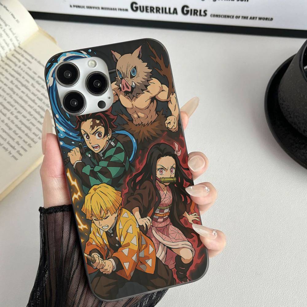 Japanese Anime D-Demon S-Slayer Phone Case For IPhone 17 16 15 11 12 13 14 Pro Max Soft Corrugated Silicone Cover Case