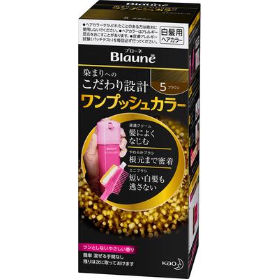 Blaune One Push Color 5 Brown 80g (Quasi-drug) Foam for Graying Hair Colorant for Gray Hair Always Perform a Skin Allergy Test (patch Test) 2 Days
