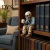 Working Man Skeleton Figure Funny Sitting Figurine Holding Coffee Cup, Vintage Resin Personalized Office Table Ornaments Desk Ornament, Unique