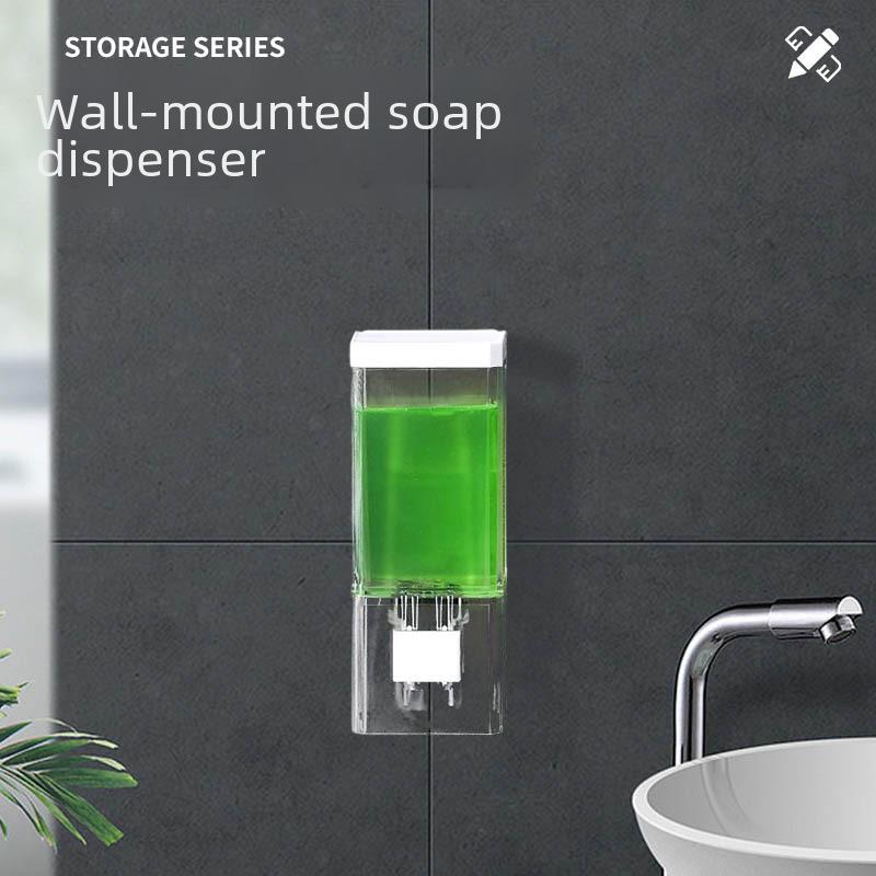 Non-punching Manual Press Soap Dispenser Wall Hanging Traceless Paste Disinfectant Bottle Bathroom Transparent Soap Dispenser