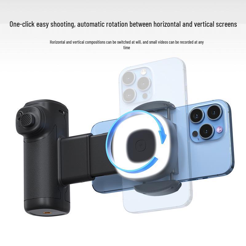 Bluetooth Single-Axis Camera Handle with Fill Light for Horizontal/Vertical Phone Photography & Selfies