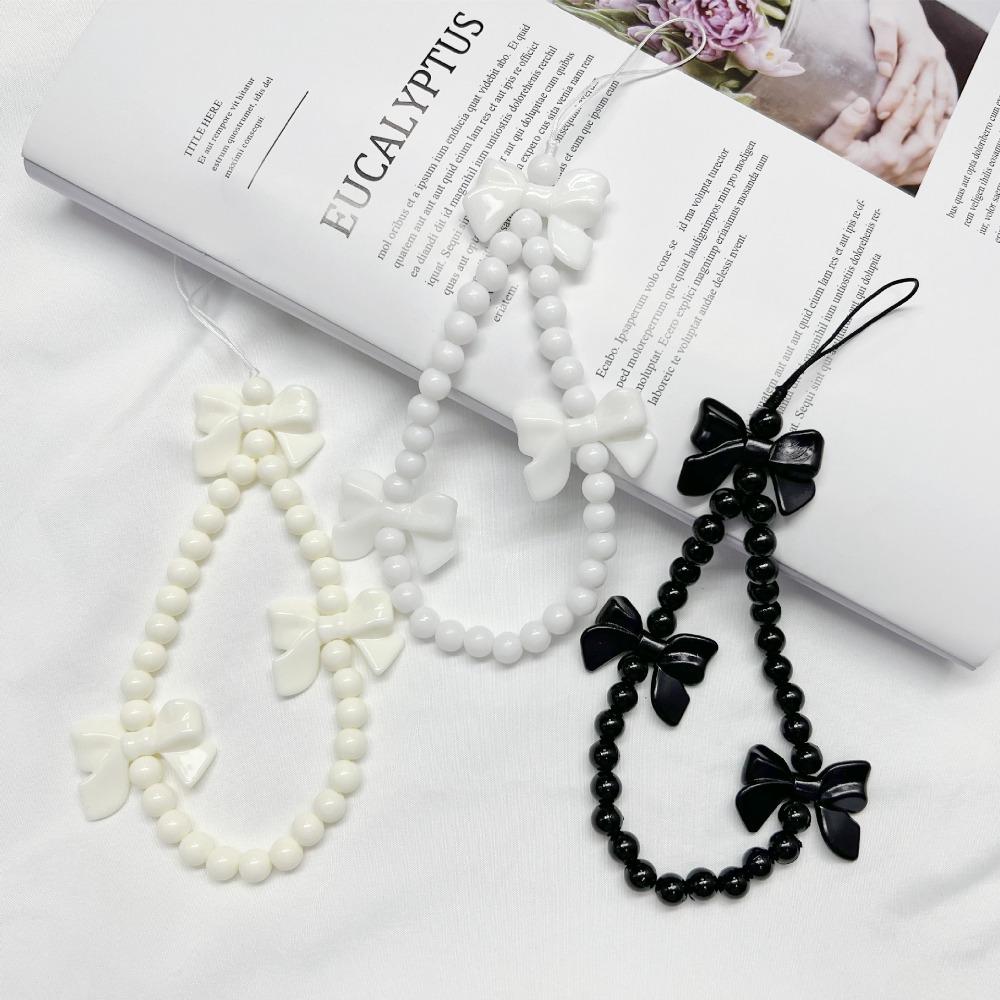 Bowknot Bow Beaded Phone Strap Sweet Key Chain Pendant Bowknot Phone Lanyard Gift