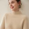 Women's Cashmere Half-High Collar Loose Pullover Knitwear - Thick, Warm, Solid Color for Autumn/Winter