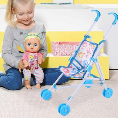 Trendy Interactive Dolls Pram Pretend Play Toys Stable Doll Handcart Plastic Doll Stroller for Boys Girls Babies