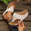 Summer women's thick-soled toe slippers round-headed flower decorative toe slippers