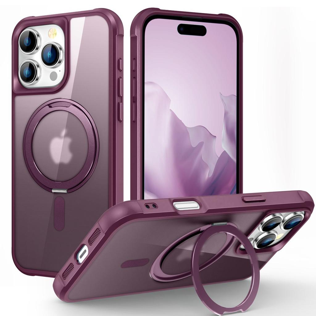 Suitable for iPhone 16 Plus 6.7inch Apple Phone Case with Rotating Magnetic Stand, Skin-feel Anti-drop Case 15