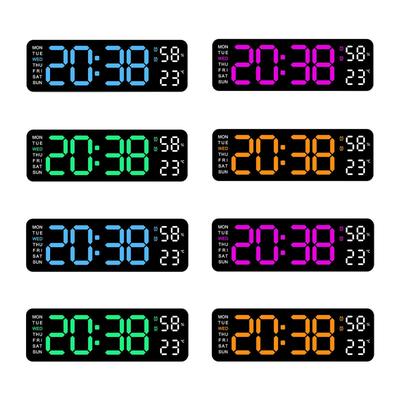 LED Wall Clock Humidity with Date Automatic Brightness Dimmer Desk Clock for Kitchen Office Bedroom Home Background Living Room