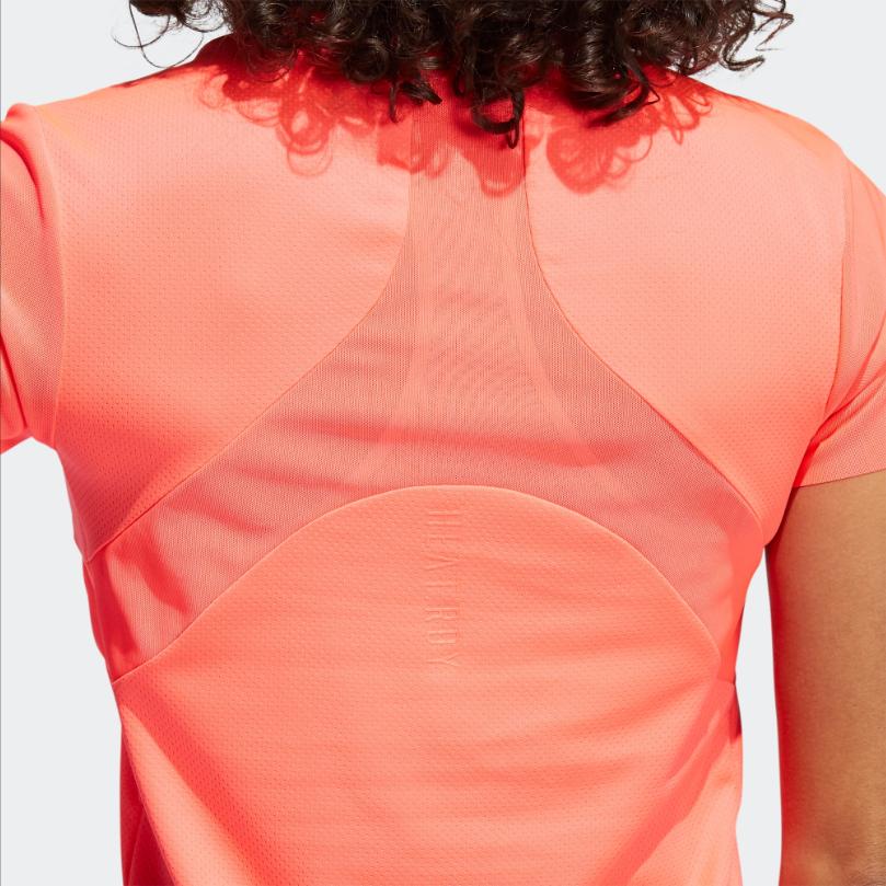 Adidas Training HEAT.RDY Moisture-Wicking Breathable Mesh Panels Round Neck Short Sleeve Training T-Shirt Women Signal Pink GL6923