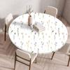 Plant Flower Patterns Round Tableclothes for Dining Table Fitted Table Protector Cover Elastic Edge Desk Decoration Waterproof