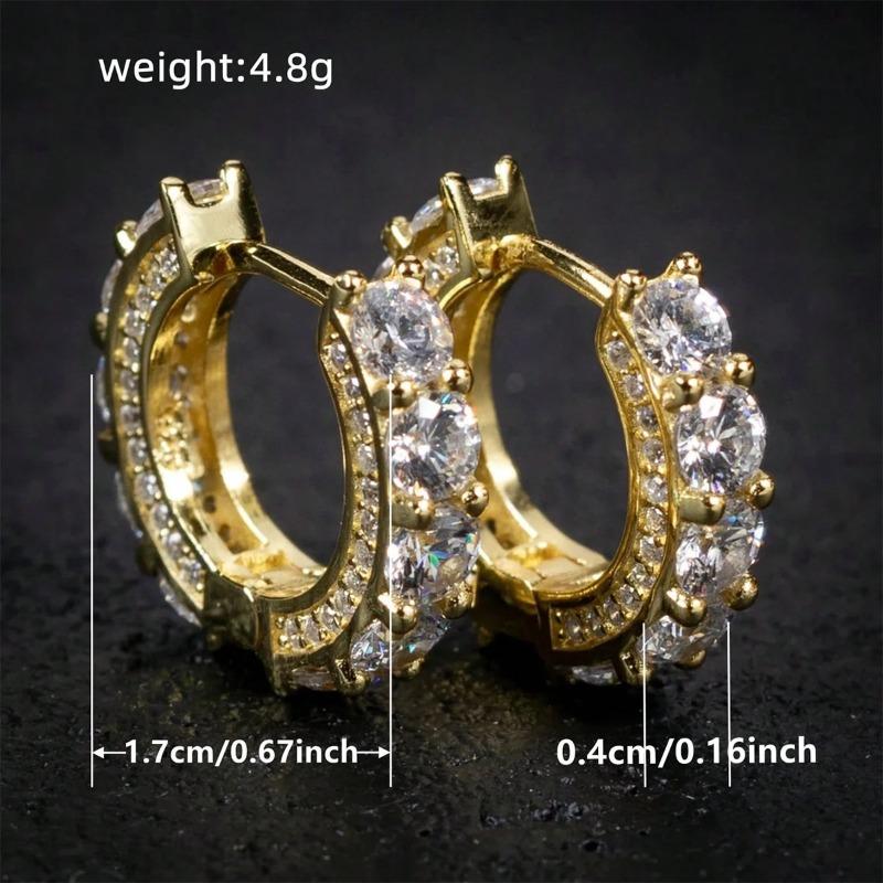 Meier Hip hop full diamond zircon round earrings - unisex hoop earrings