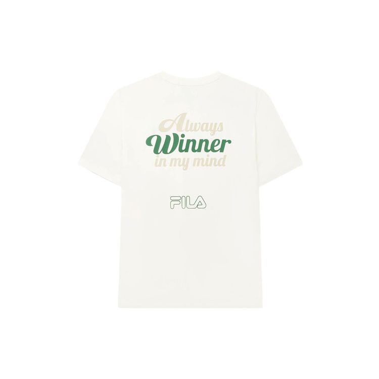 FILA 2023 New Summer Solid Color Tennis Simple Knit Short Sleeve T-Shirt Men tops Sweet-Cream F11M339104F-IV