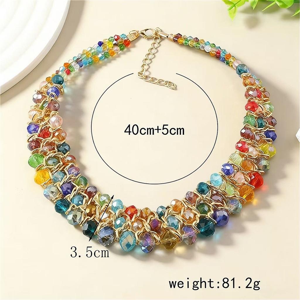 Bohemian Wire Wrapped Multicolor Beaded Choker Necklace for Women's Daily Wear and Festival Party Fashion Jewelry Gift Hot Sale