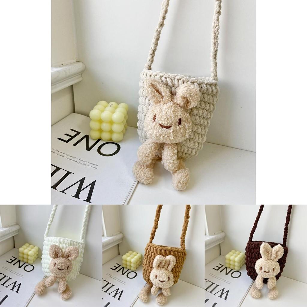 Adorable Korean Style Children's Cute Rabbit Knit Yarn Shoulder Bag For Girls