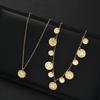 2Pcs Gold Color Textured Coin Fringe Tiered Necklace Set Chunky Disc Pendant Layered Choker Fashion Y-Necklace for Party Gifts