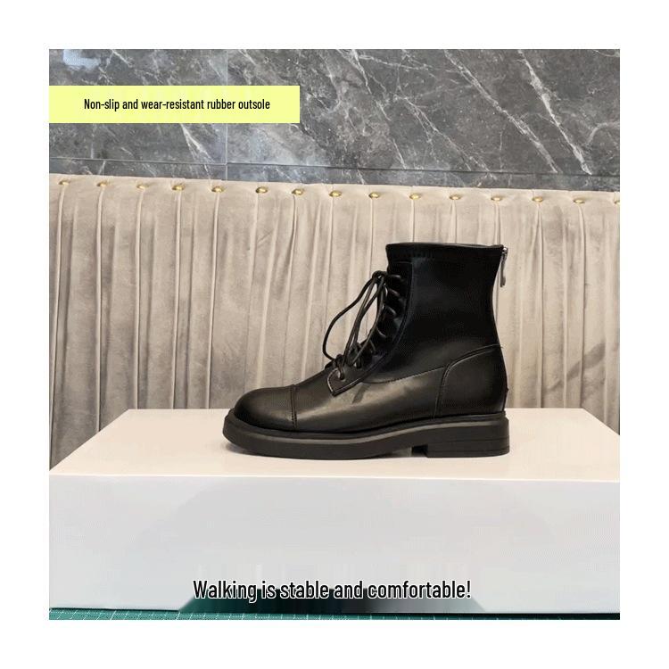 Bottes Martin style britannique pour femmes 2025: Cuir Véritable, Marron, À Lacets, Semelle Plate, Avec Velours, Bottines Courtes pour Automne/Hiver.