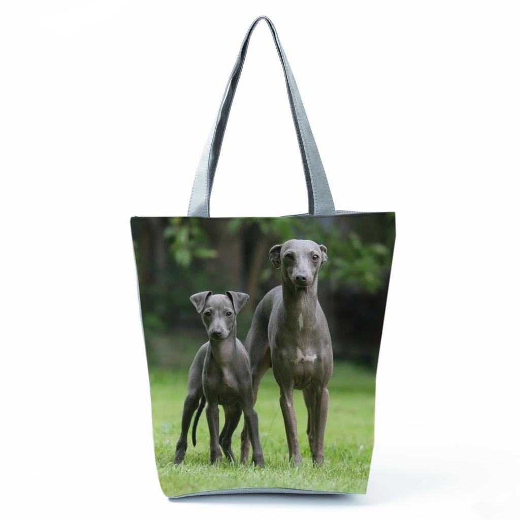 Greyhound Shopping Bags Casual Groceries Women Handbags Animal Dog Graphic Large Capacity Shoulder Bags Portable Foldable Totes