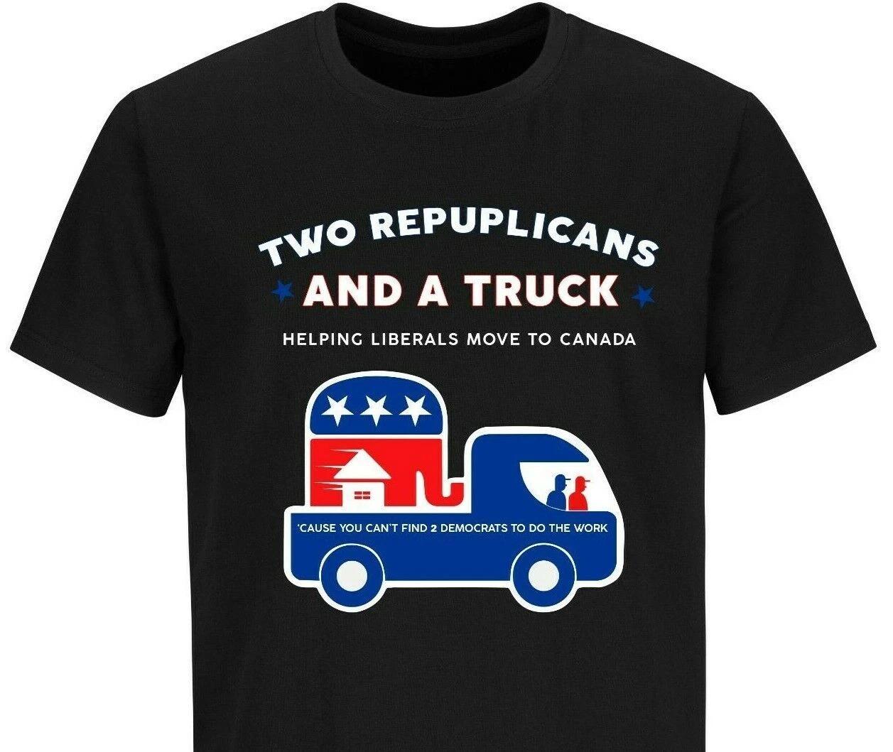 

Two Republicans And A Truck Trump 2024 Political T-shirts Funny Political T-shirts 4XL