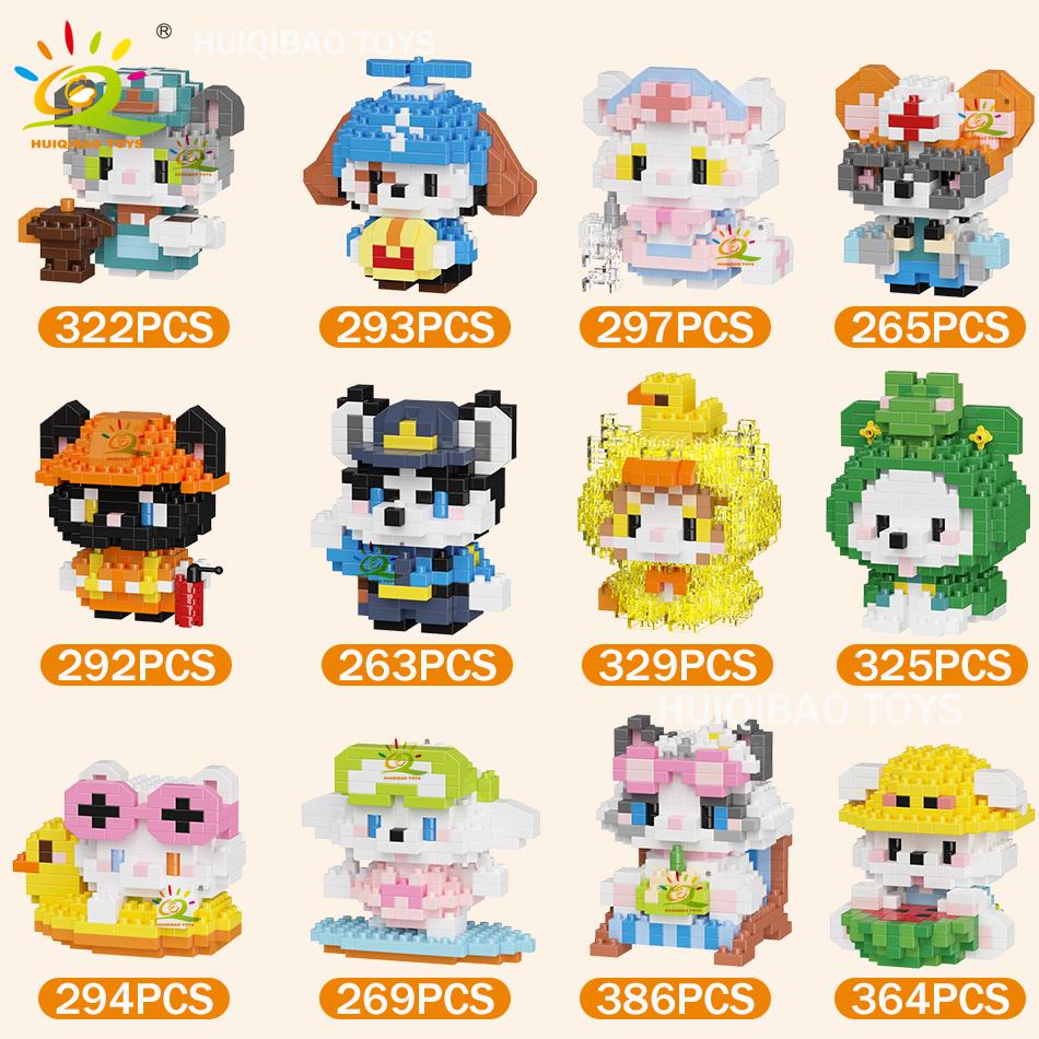 MINI Working Cat Pet Dog Micro Model Building Block Set Kids City Cartoon Animal Diamond Bricks Educational Toys Adult