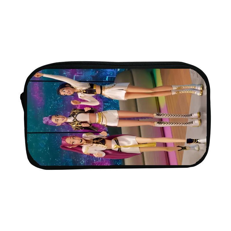 1 Piece Boy Girl Retro Large Capacity Pencil Pouch Kpop Demon Hunters Zipper Pencil Case School Stationery Storage Bag