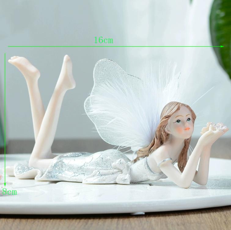 European Cute Elf Girls Resin Angel Figurines Office Desk Fairy Statue KTV Bar Ornaments Decor Home Furnishing Decoration Crafts