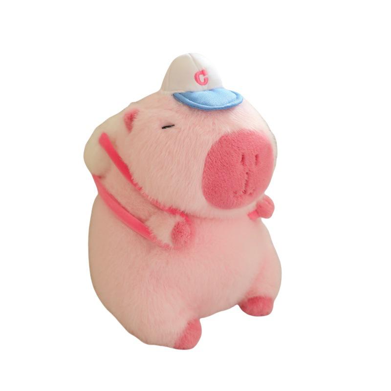 Snotty Bear Capybara Plush Toy: Cute Baseball Cap Keychain with Snap Bracelet