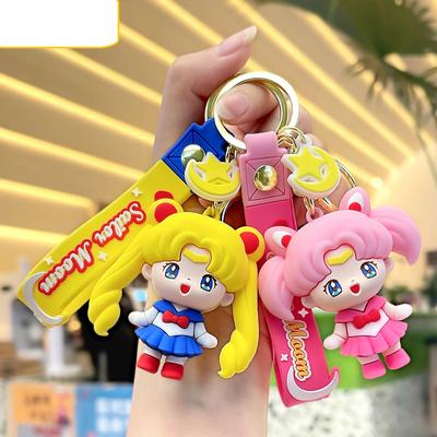 Sailor Moon Keychain Cartoon Anime Cute Cat Figure Keyring Bag Car Key Chain Christmas Gifts