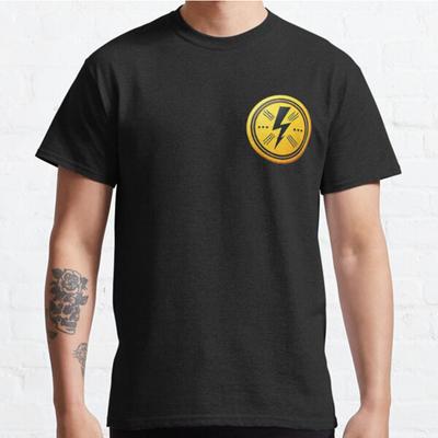 Men Fashion Casual Short Sleeves High Voltage Sign Black Tees Oversized T-shirts