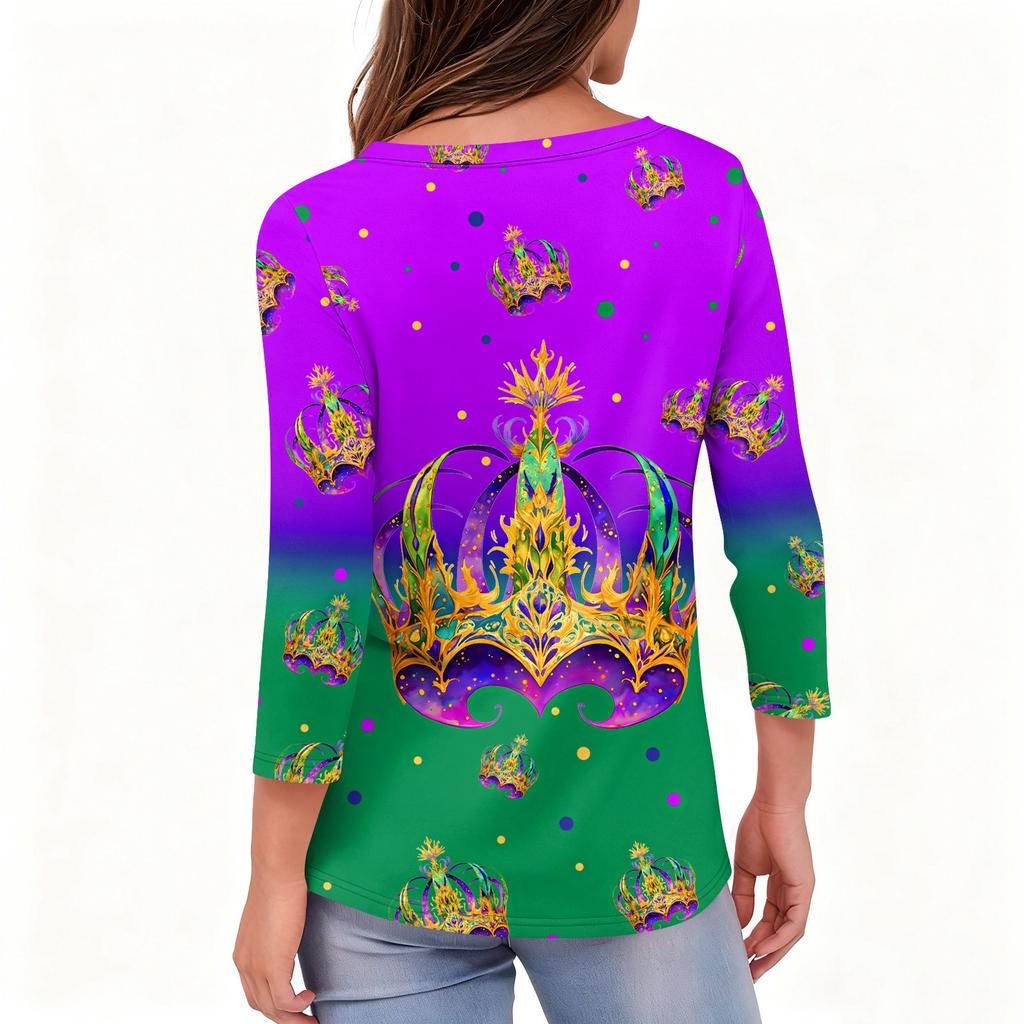 Dámské tričko s potiskem 3/4 rukáv denní víkendová móda základní véčkový výstřih běžný top