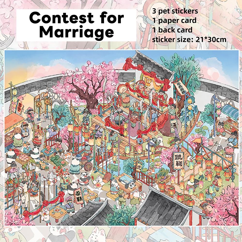 

Cartoon Landscape Making Sticker Chinese Acient DIY Scene Decals For Kids Adults contest for marriage