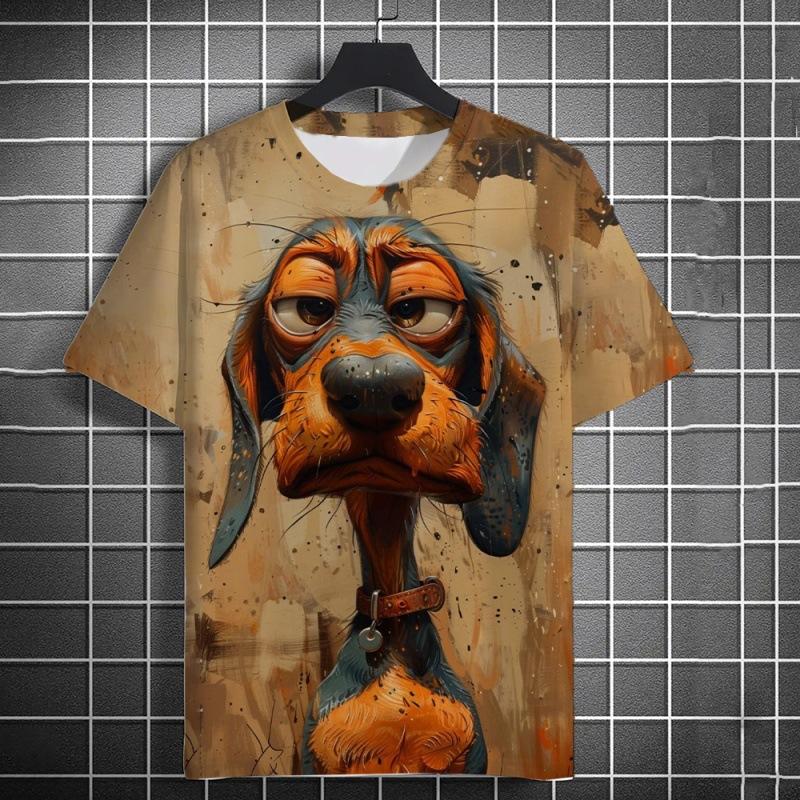 Interesting 3D Printed Animal Men's Pullover Round Neck Short Sleeved T-shirts