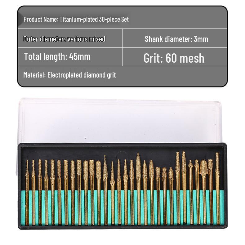 30-teiliges Diamant-Schleifkopf-Set für Jade-Schnitzerei