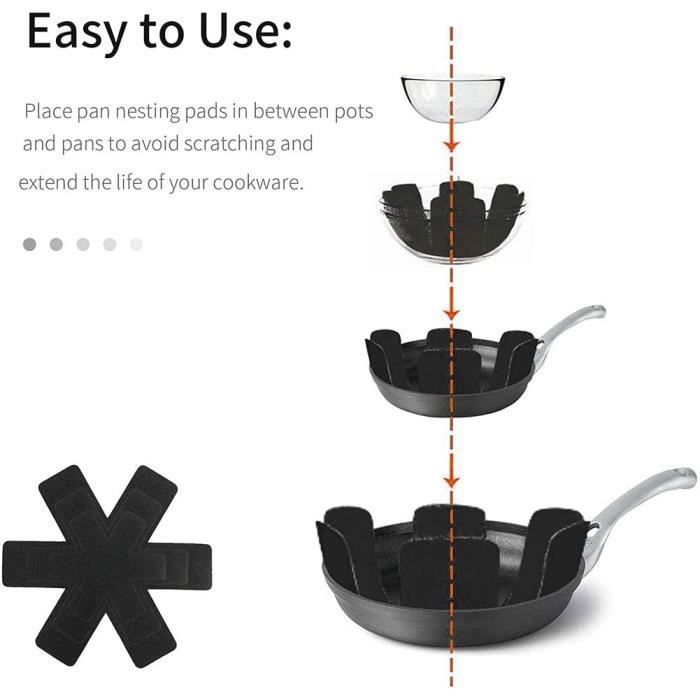 Protections pour poêles - Protège-poêles en Feutre - 12pcs - 3 tailles - Antidérapant - Écologique Multicolore SEPARATEUR