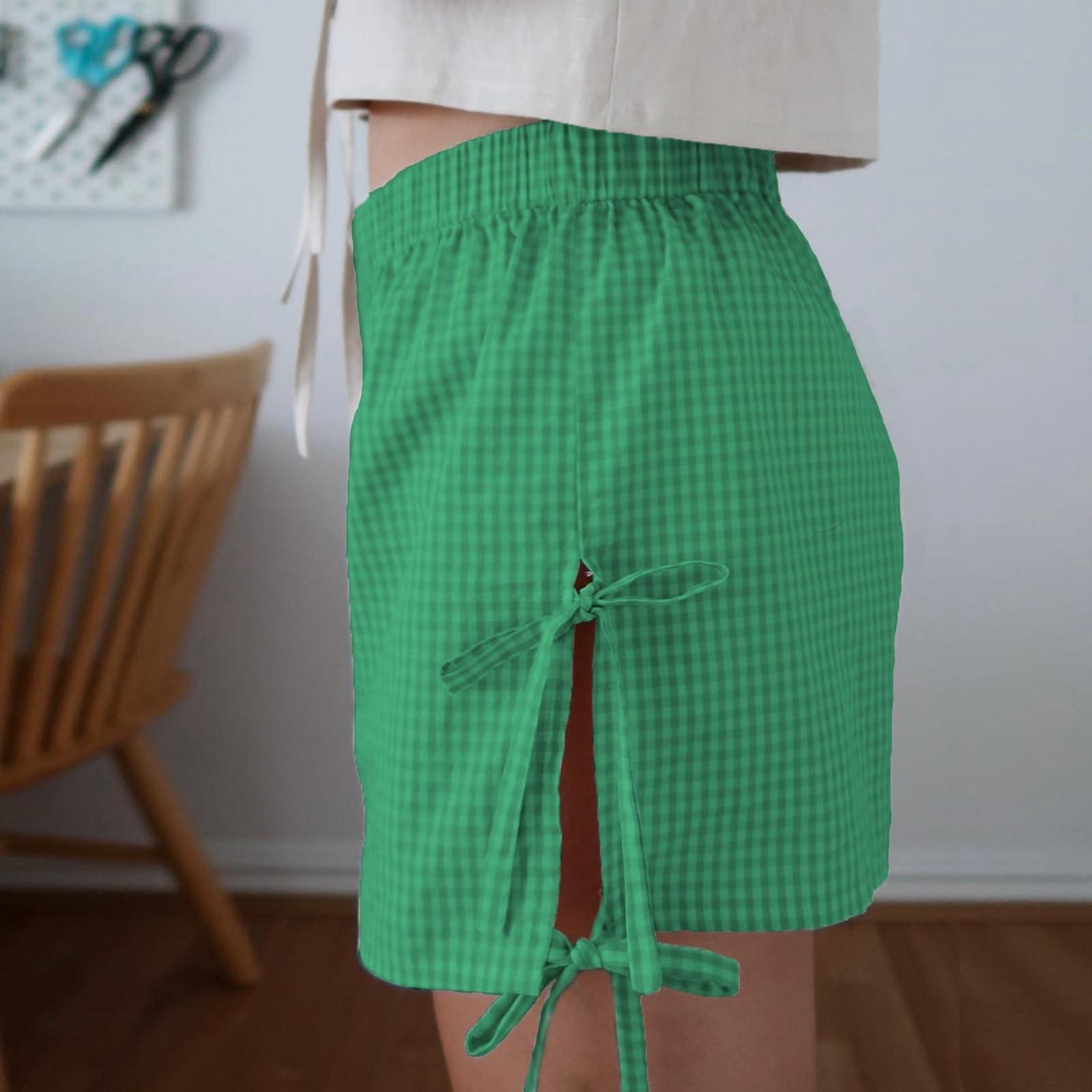 

Женские шорты, модные ретро клетчатые ремни, повседневные прямые свободные шорты-трубы L темно-зеленого