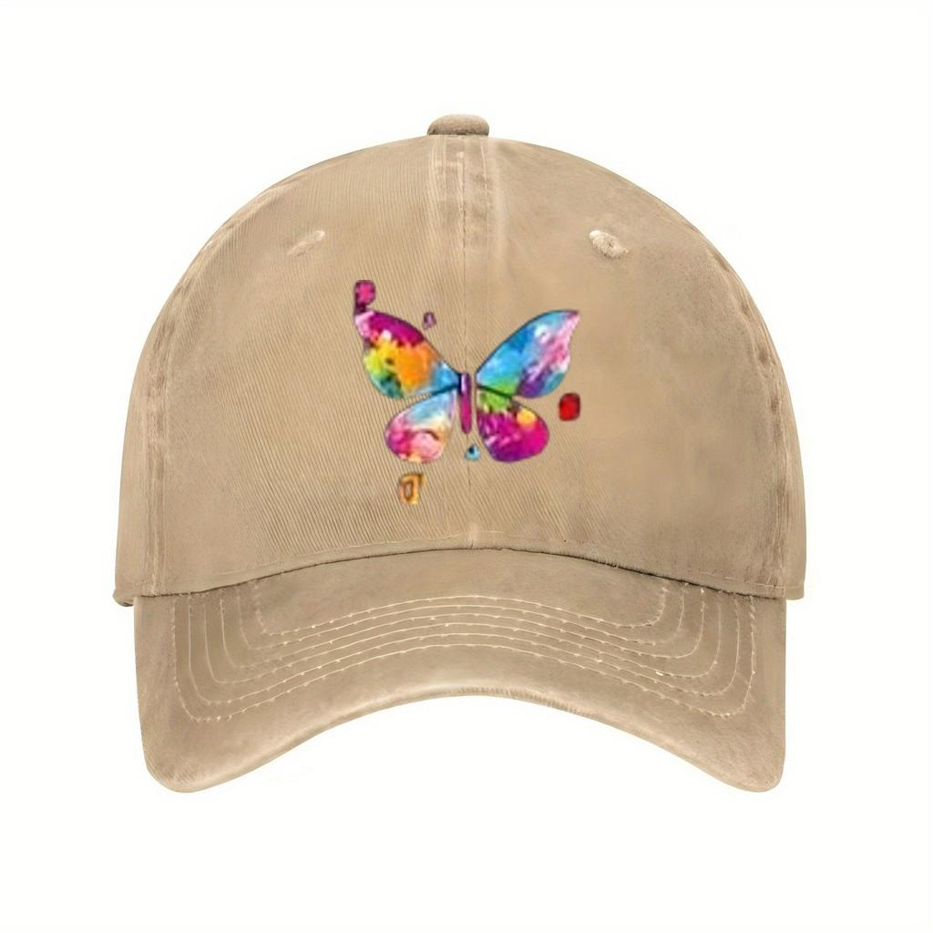 Colorful Butterfly Print Baseball Cap Autism Awareness Unisex Cotton Adjustable Casual Sports Hat