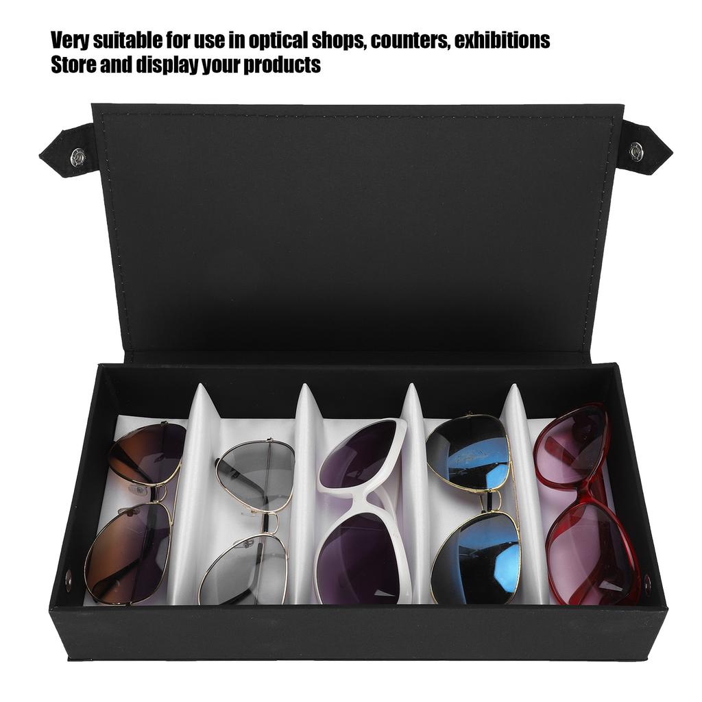 5 Grids Glasses Storage Box Protective Sunglasses Display Case Travel Jewelry Organizer