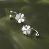 Real 925 Sterling Silver Zircon Clover Bead Screw Plant Stud Earrings For Women Classic Fine Jewelry Light Luxury Accessories