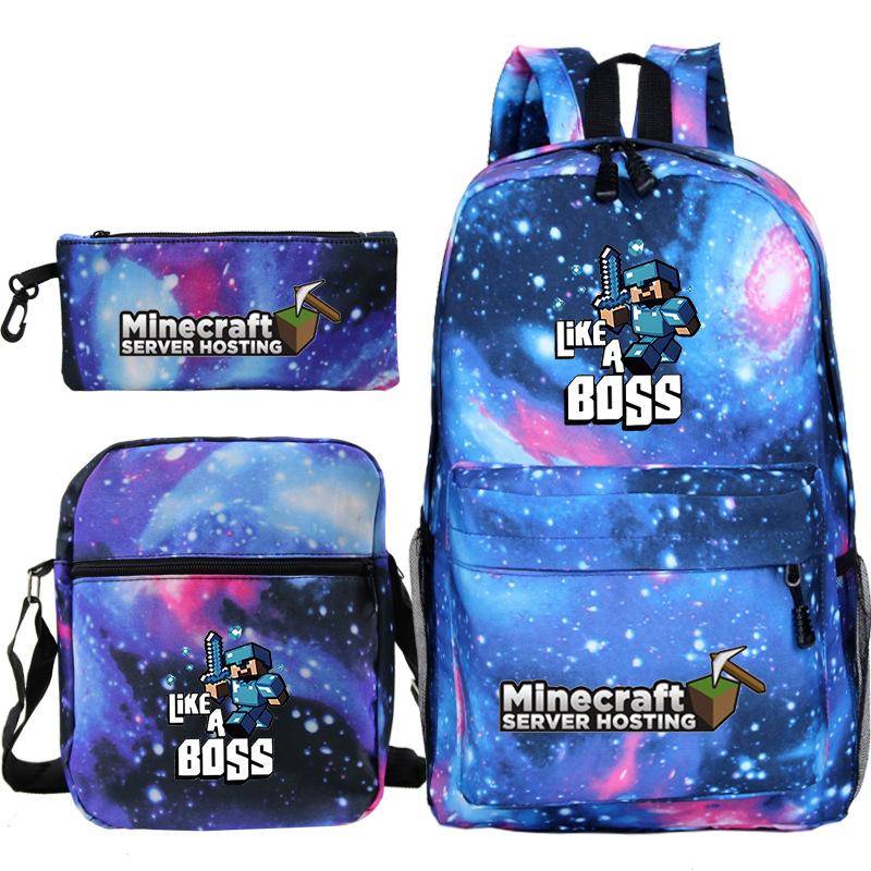 Game Merchandise Print Fashion Children'S Backpack Student Schoolbag Stationery Bag Messenger Bag Three-Piece Set